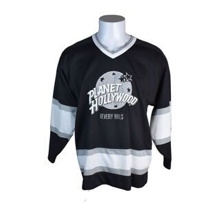 Vintage Planet Hollywood Hockey Jersey Beverly Hills Black 1991 Mens Large